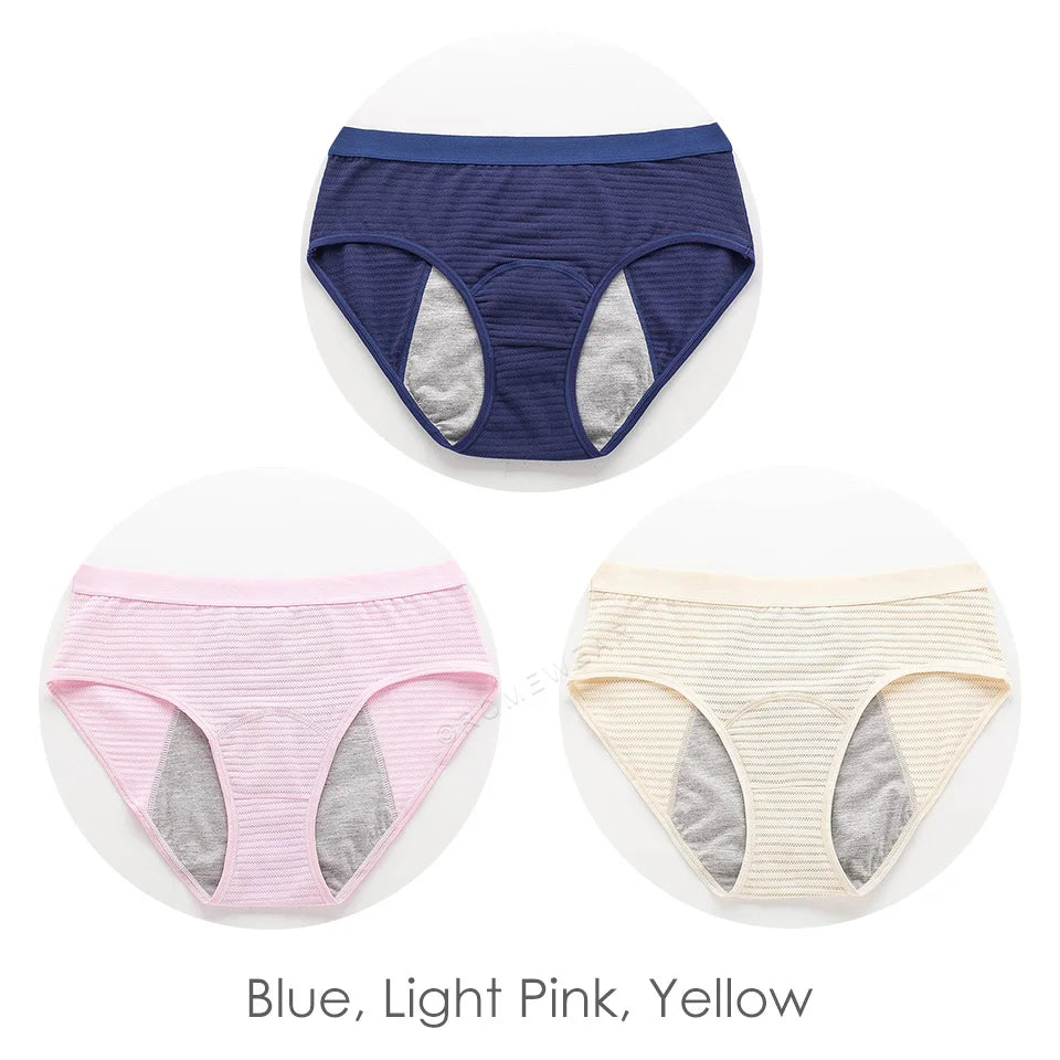 Experience Comfort and Protection with 3pcs Mesh Ribbed Cotton Leak Proof Menstrual Panties