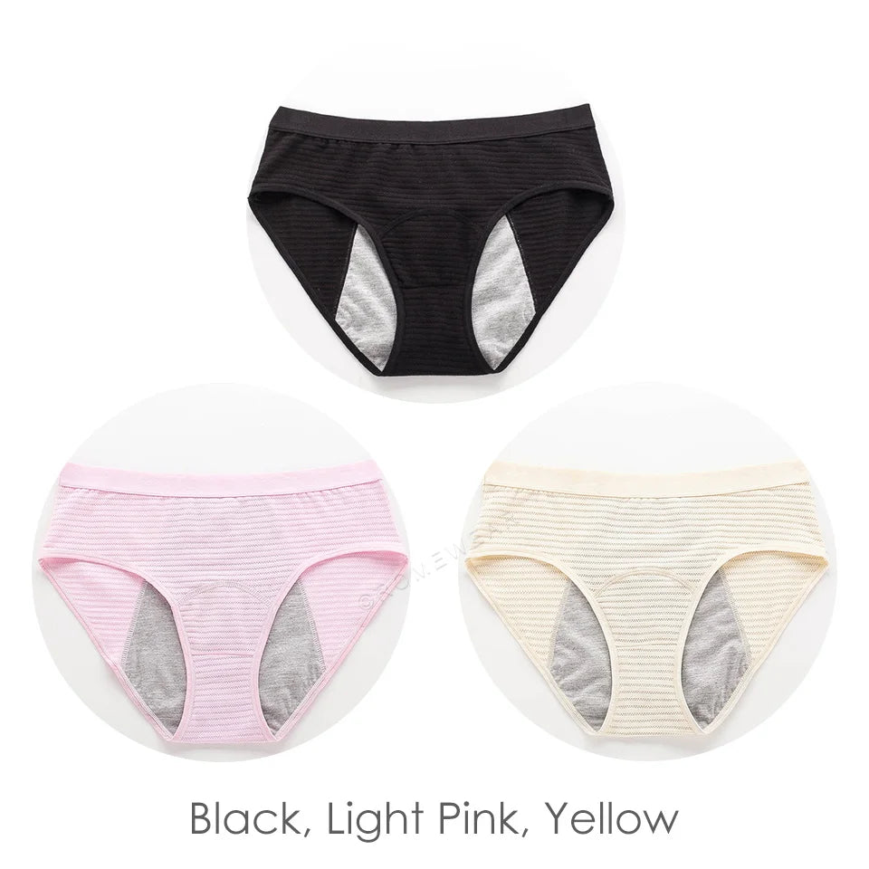 Experience Comfort and Protection with 3pcs Mesh Ribbed Cotton Leak Proof Menstrual Panties