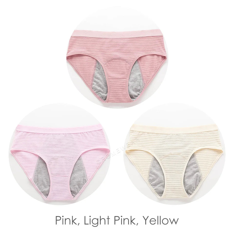 Experience Comfort and Protection with 3pcs Mesh Ribbed Cotton Leak Proof Menstrual Panties
