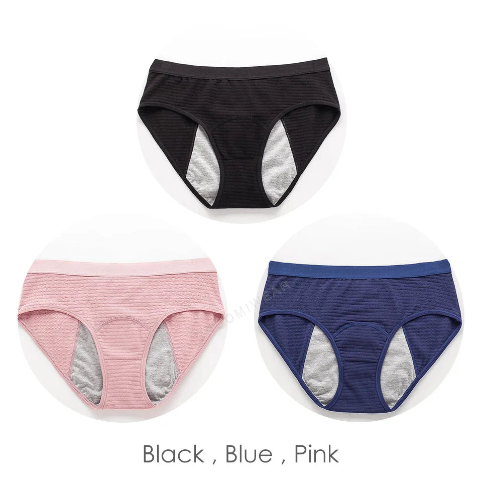 Experience Comfort and Protection with 3pcs Mesh Ribbed Cotton Leak Proof Menstrual Panties