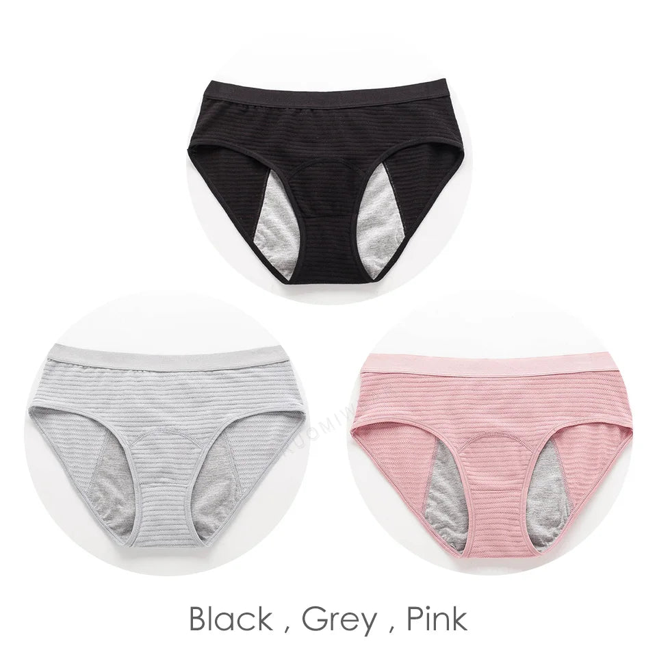 Experience Comfort and Protection with 3pcs Mesh Ribbed Cotton Leak Proof Menstrual Panties