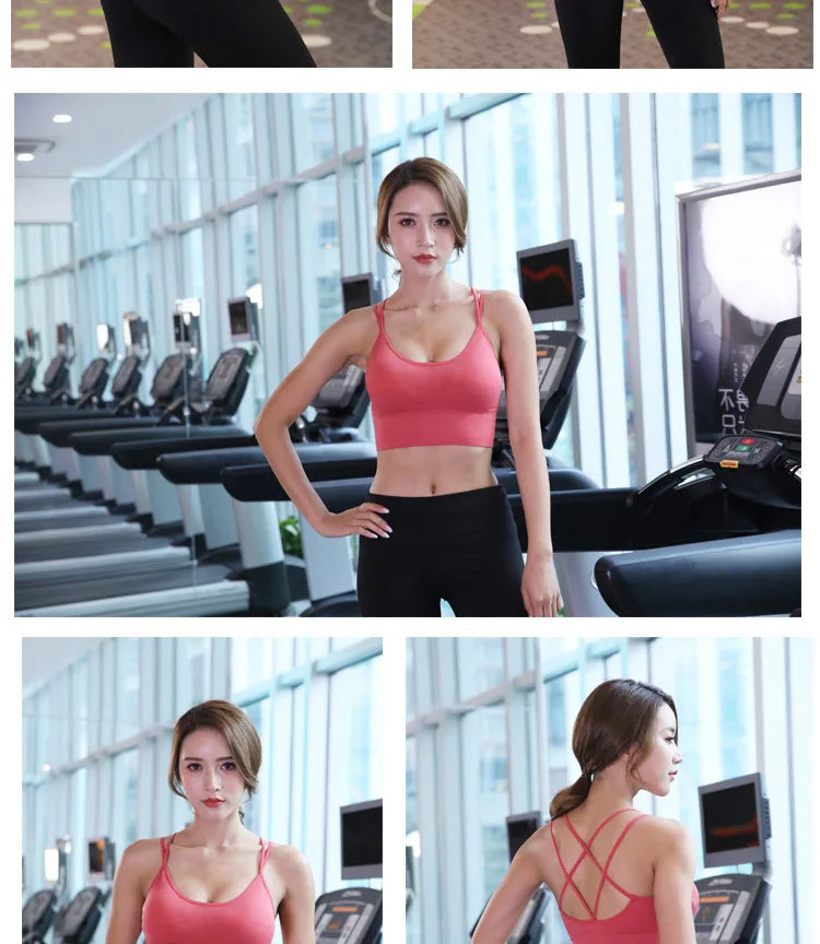 S-XL Women's Cross-Back Yoga Sports Bra - Breathable, Shock Proof for Fitness