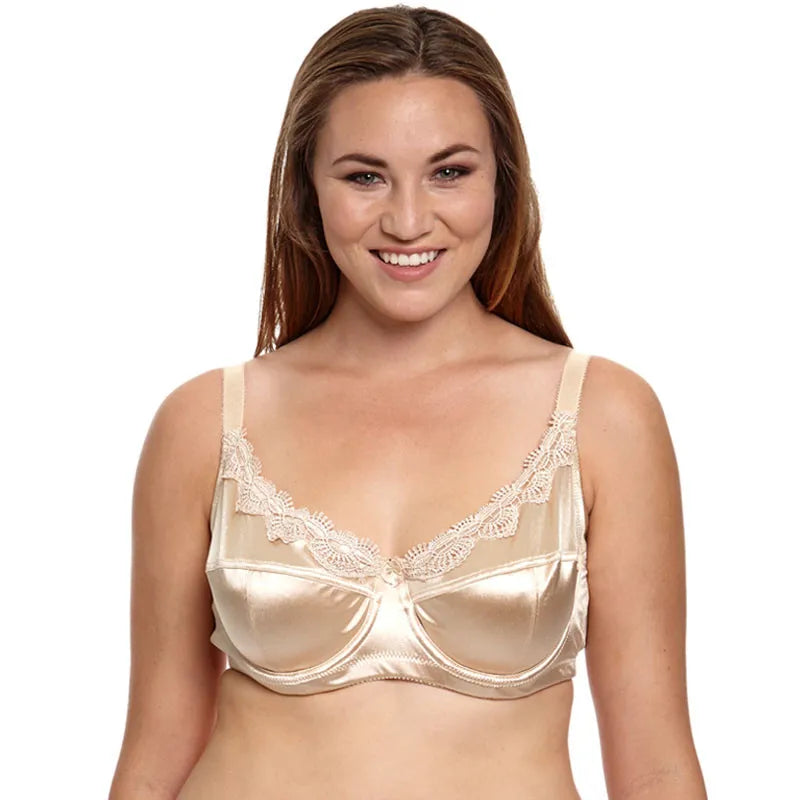 BL953 Women's Big Size Bra - 36-46C/D/DD/DDD/E/F, Red/Purple/Black/Khaki, Spandex Satin Embroidery