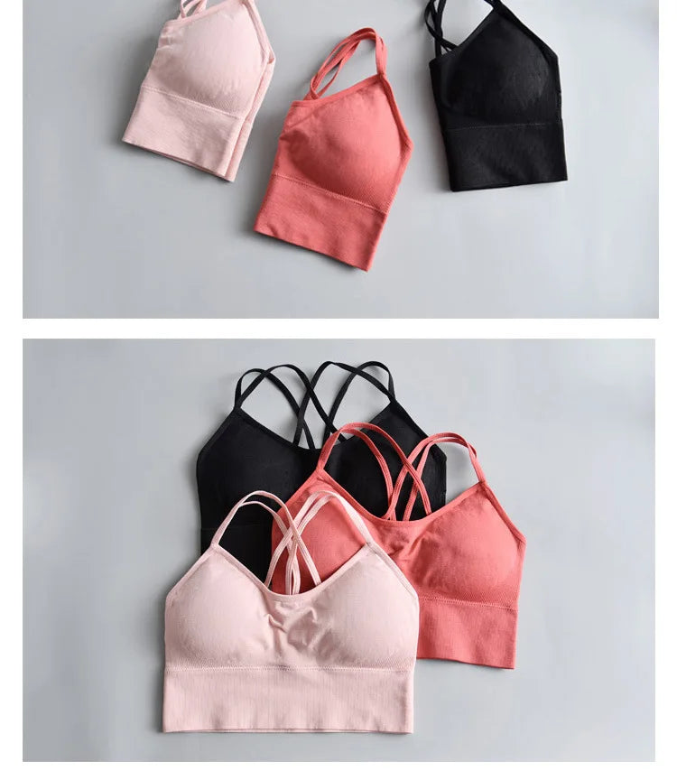 S-XL Women's Cross-Back Yoga Sports Bra - Breathable, Shock Proof for Fitness