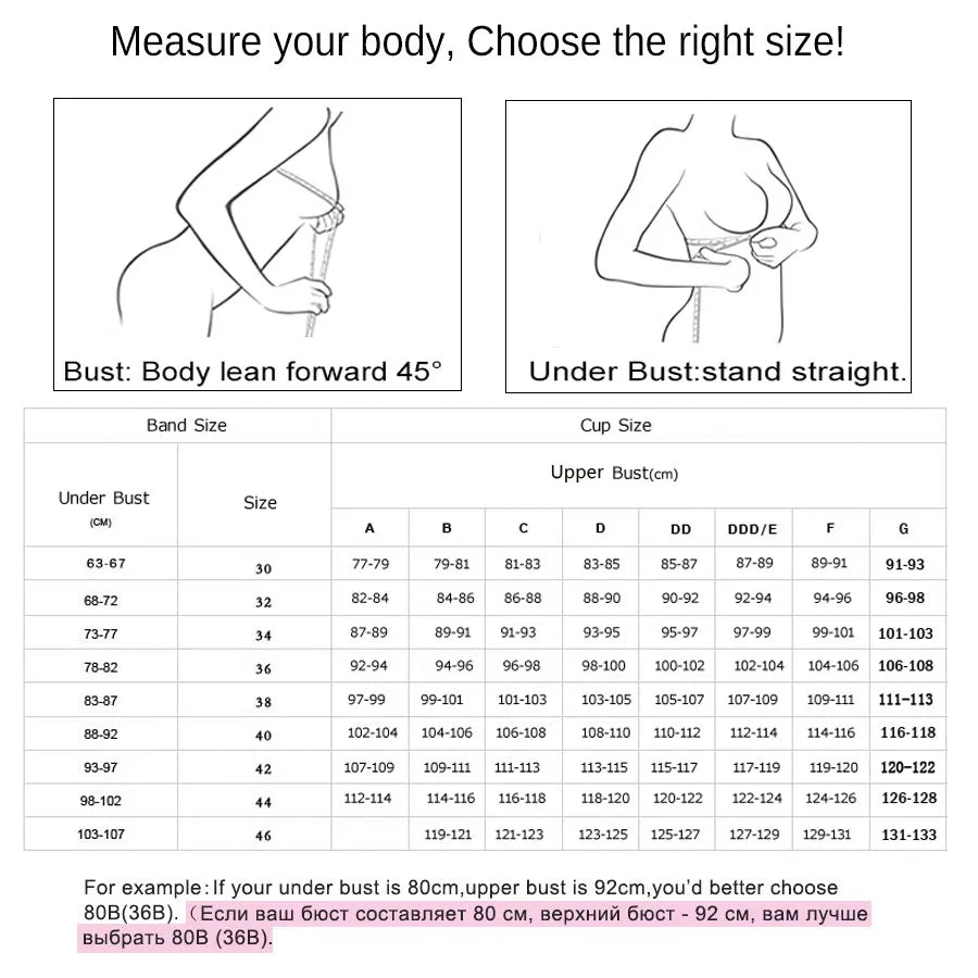 BL953 Women's Big Size Bra - 36-46C/D/DD/DDD/E/F, Red/Purple/Black/Khaki, Spandex Satin Embroidery