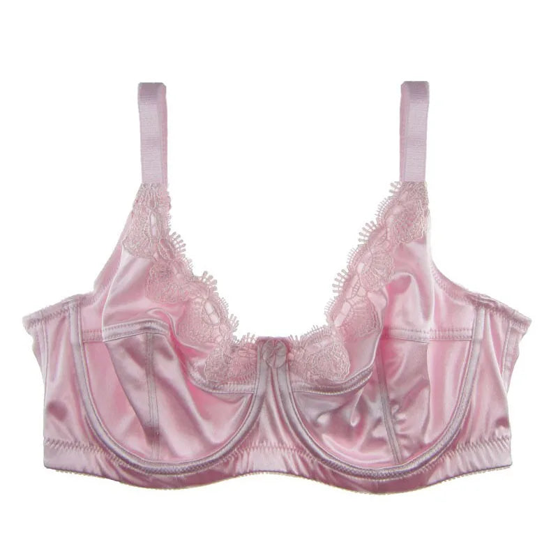 BL953 Women's Big Size Bra - 36-46C/D/DD/DDD/E/F, Red/Purple/Black/Khaki, Spandex Satin Embroidery