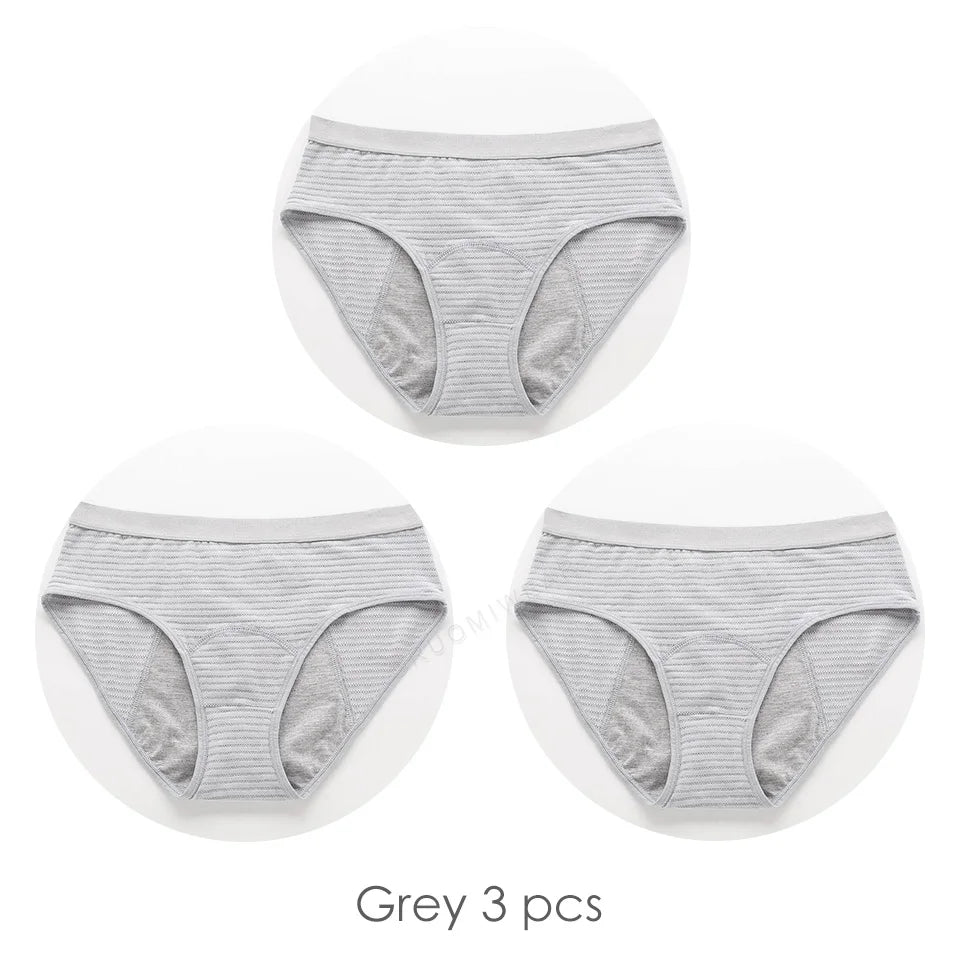 Experience Comfort and Protection with 3pcs Mesh Ribbed Cotton Leak Proof Menstrual Panties