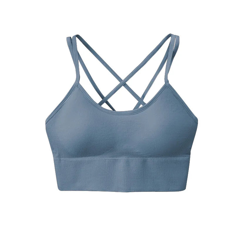 S-XL Women's Cross-Back Yoga Sports Bra - Breathable, Shock Proof for Fitness