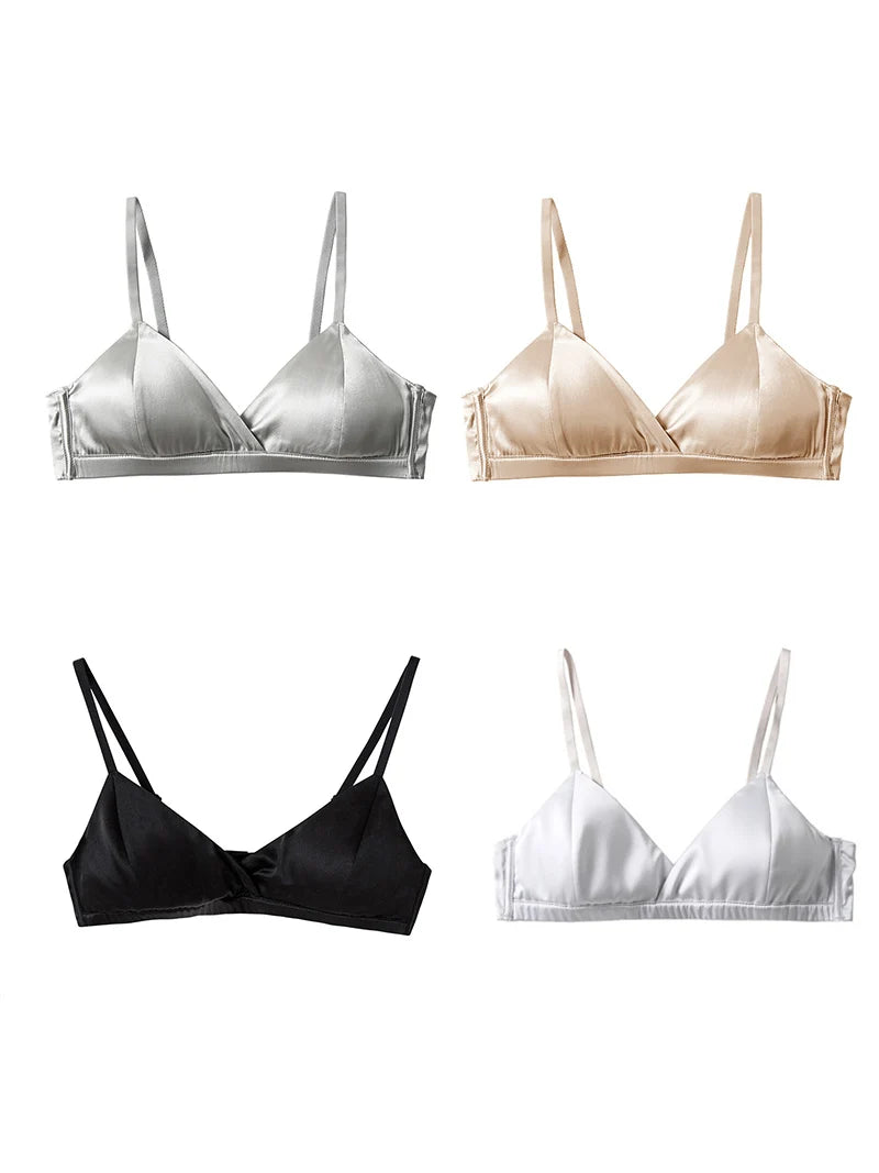 SuyaDream Damen-Bügel-BHs aus Seide, natürliches Seidenfutter, 3/4-Körbchen, Alltags-BH 2025, Unterwäsche, Silber, Dessous