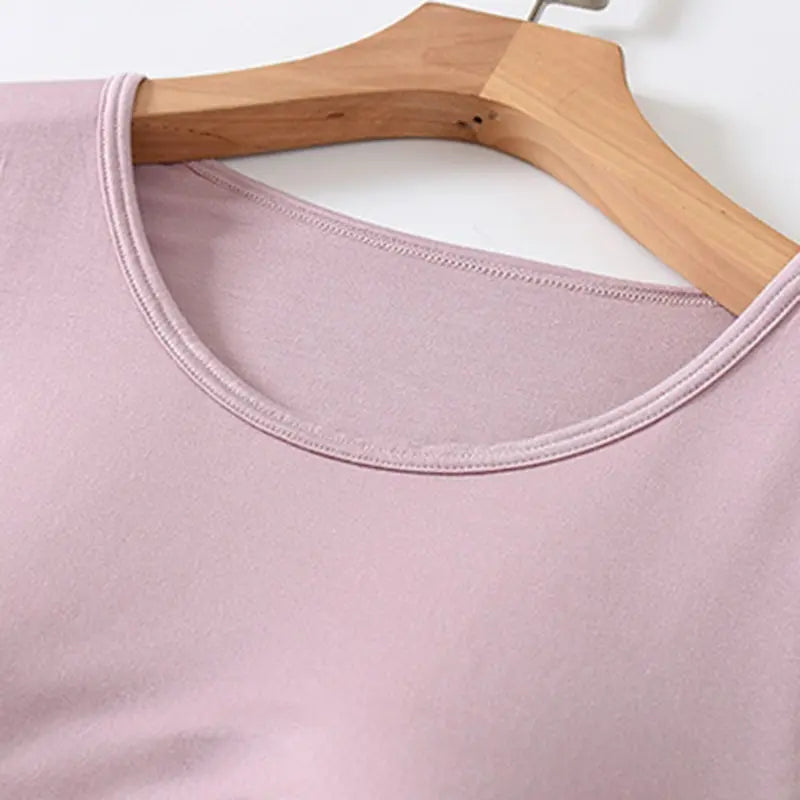 Damen T-Shirt mit Brustpolster Tops Einteiliges BH-Cup Schlankes T-Shirt Weibliches Sommeroberteil Unterhemden Homewear Damenpyjamas