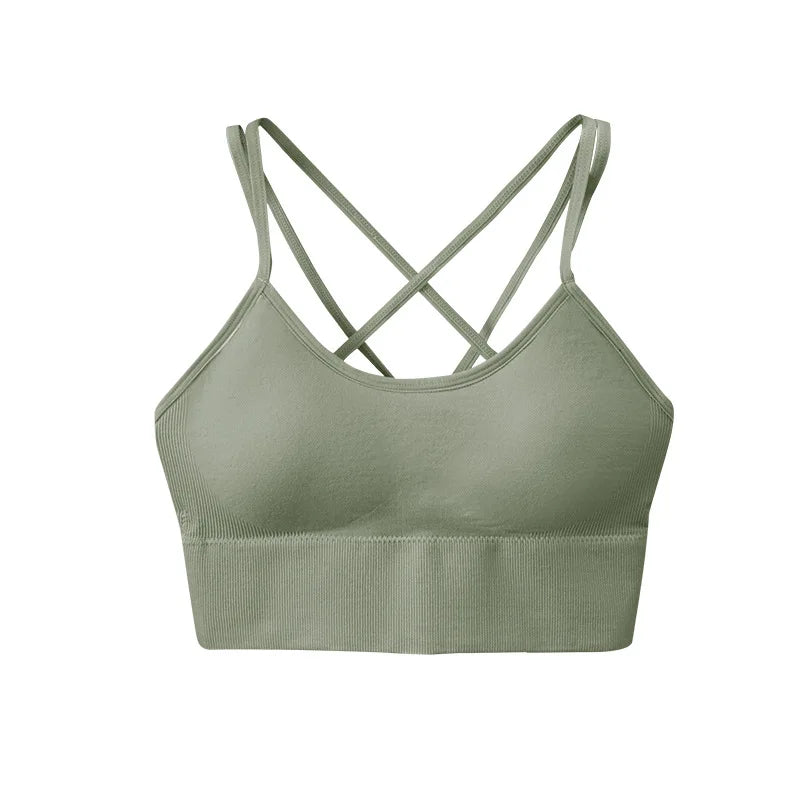 S-XL Women's Cross-Back Yoga Sports Bra - Breathable, Shock Proof for Fitness