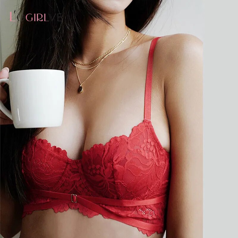 Logirlve Ultra-thin Push Up Bra Set with Embroidery Lace - Sexy Women's Underwear