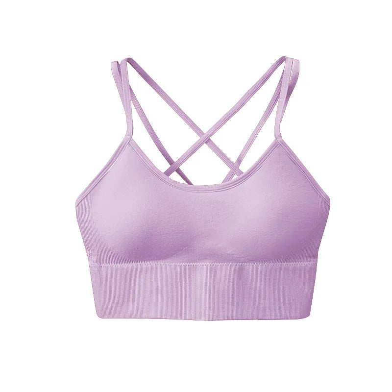 S-XL Women's Cross-Back Yoga Sports Bra - Breathable, Shock Proof for Fitness