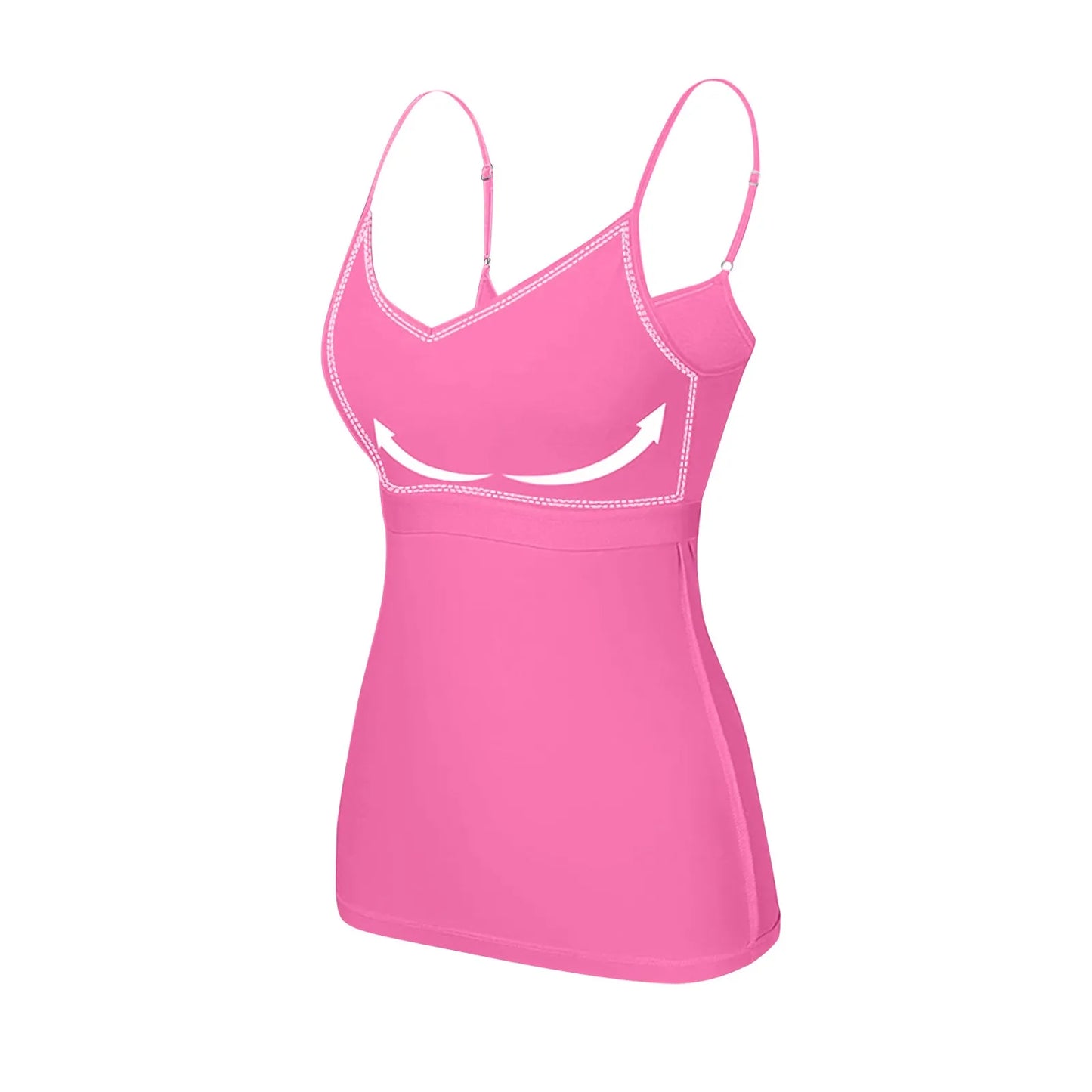 Damen-Tanktop mit gepolstertem Modal-BH – verstellbares Camisole mit integriertem BH für Fitness
