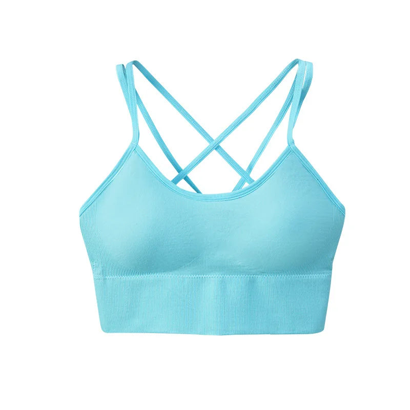 S-XL Women's Cross-Back Yoga Sports Bra - Breathable, Shock Proof for Fitness