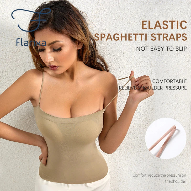 Flarixa Women Shapewear Tops - Seamless Padded Bra Tank Top for Summer Body Shaping
