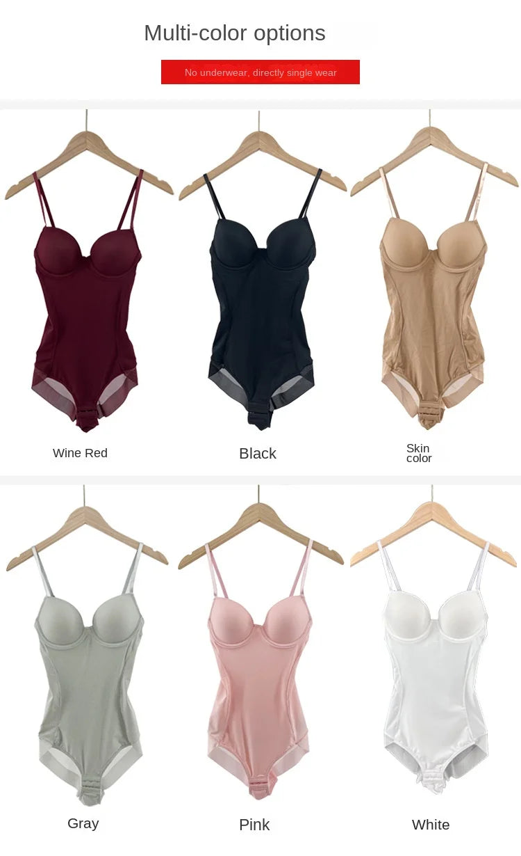 Body blanco con aros para mujer, moldeador elástico de color liso, ropa interior sedosa, moldeador