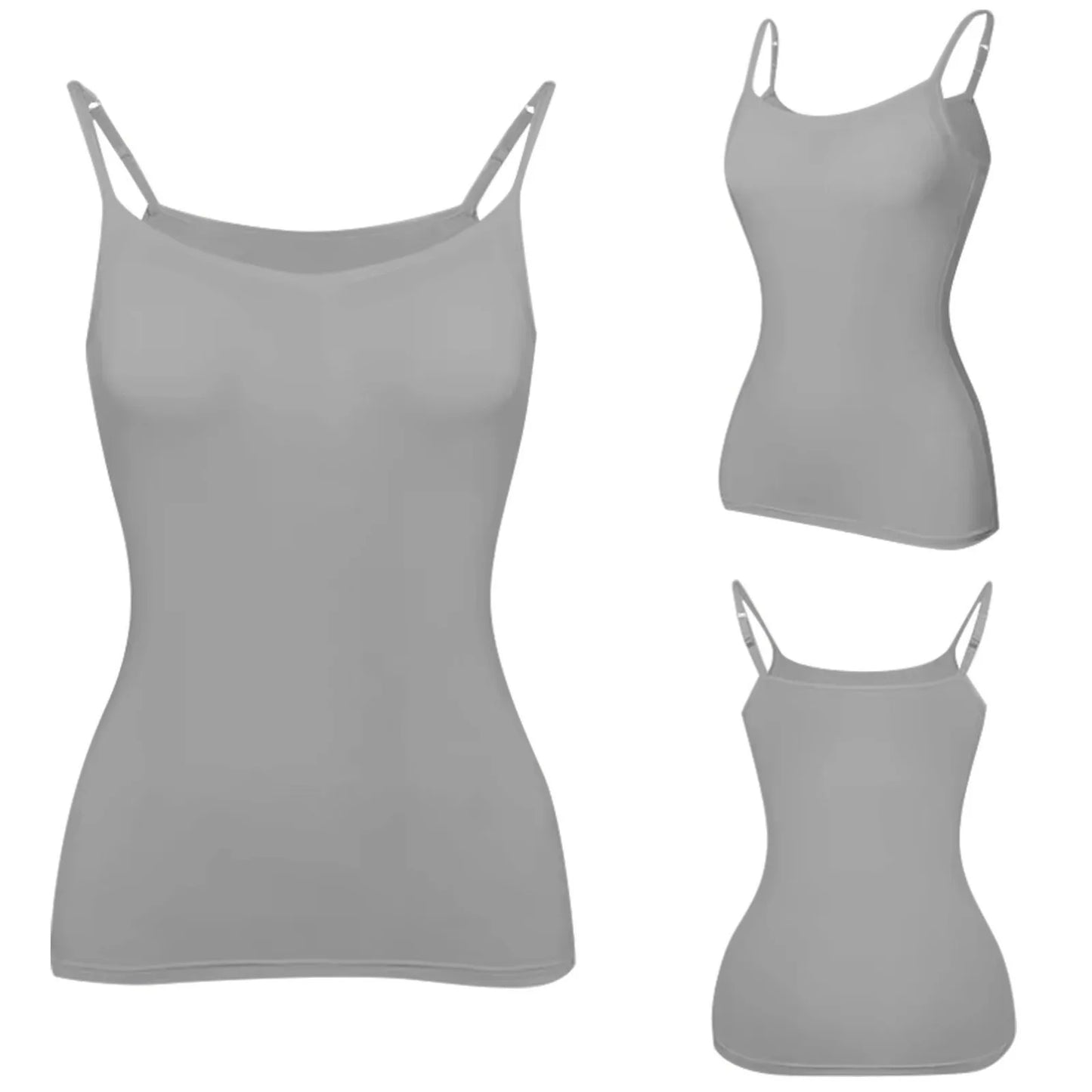 Damen-Tanktop mit gepolstertem Modal-BH – verstellbares Camisole mit integriertem BH für Fitness