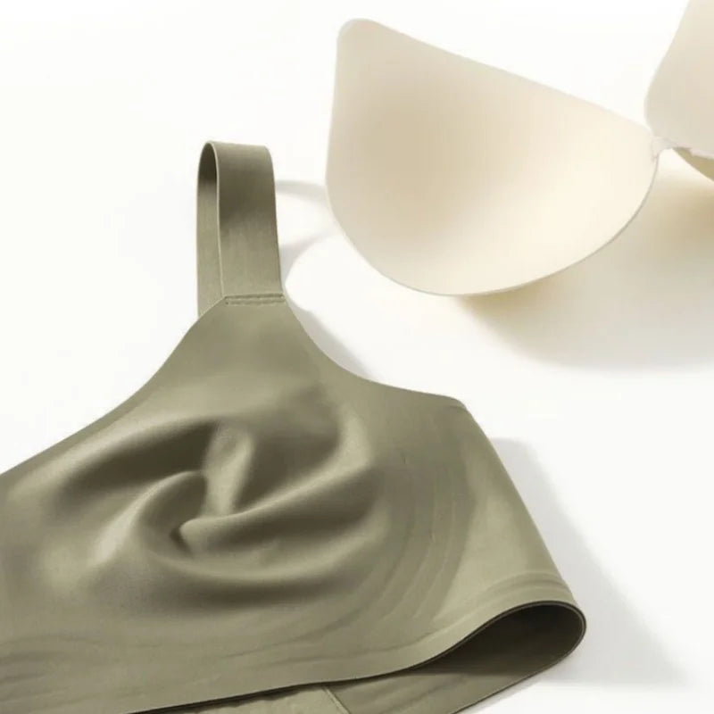 Sujetador sin costuras para mujer, lencería cómoda, tops deportivos acolchados, ropa interior sexy inalámbrica, sujetadores de soporte suave, tirantes anchos, ropa interior