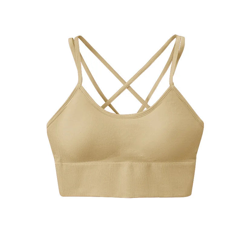 S-XL Women's Cross-Back Yoga Sports Bra - Breathable, Shock Proof for Fitness