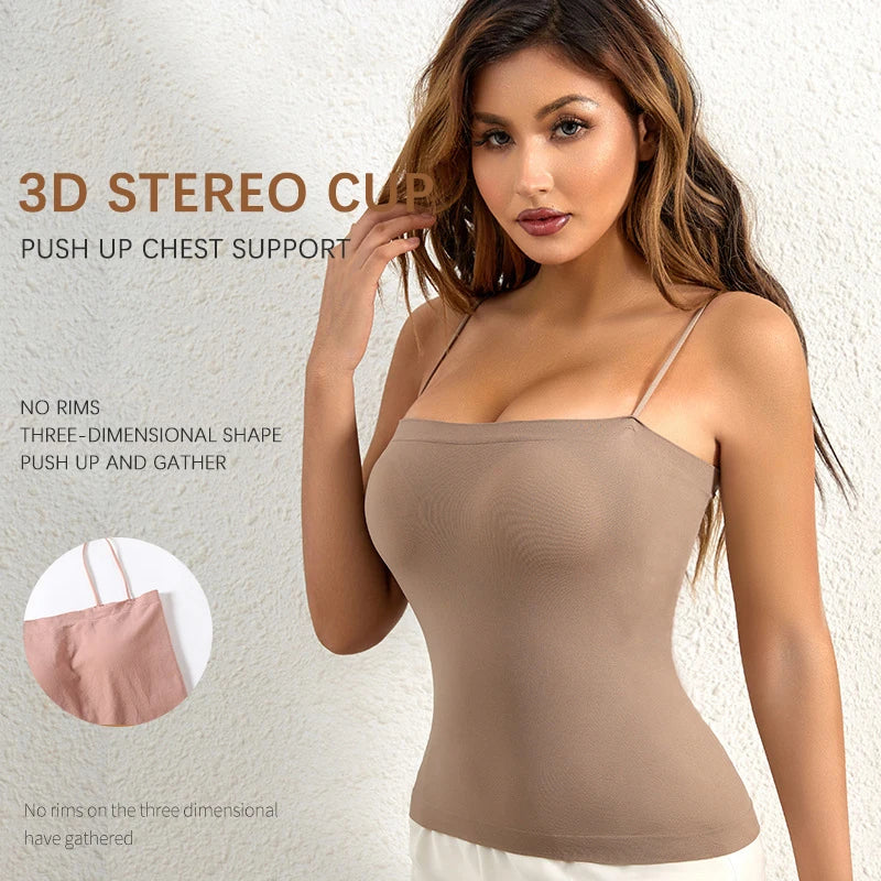 Flarixa Women Shapewear Tops - Seamless Padded Bra Tank Top for Summer Body Shaping