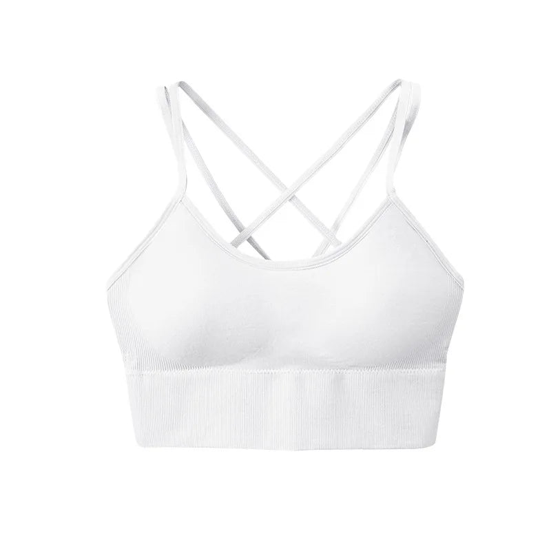 S-XL Women's Cross-Back Yoga Sports Bra - Breathable, Shock Proof for Fitness