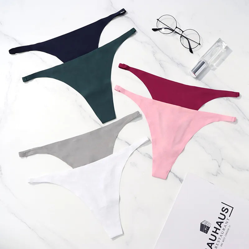 Bragas de seda de hielo sin costuras para mujer, tangas suaves y finas de satén, ropa interior femenina, bikini, tangas de hilo para mujer