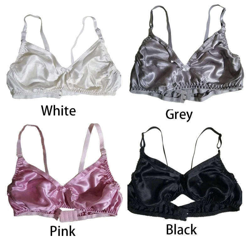 Sujetador push-up ultrafino, transpirable y cómodo de seda helada para mujer - Satén de color puro sin costuras