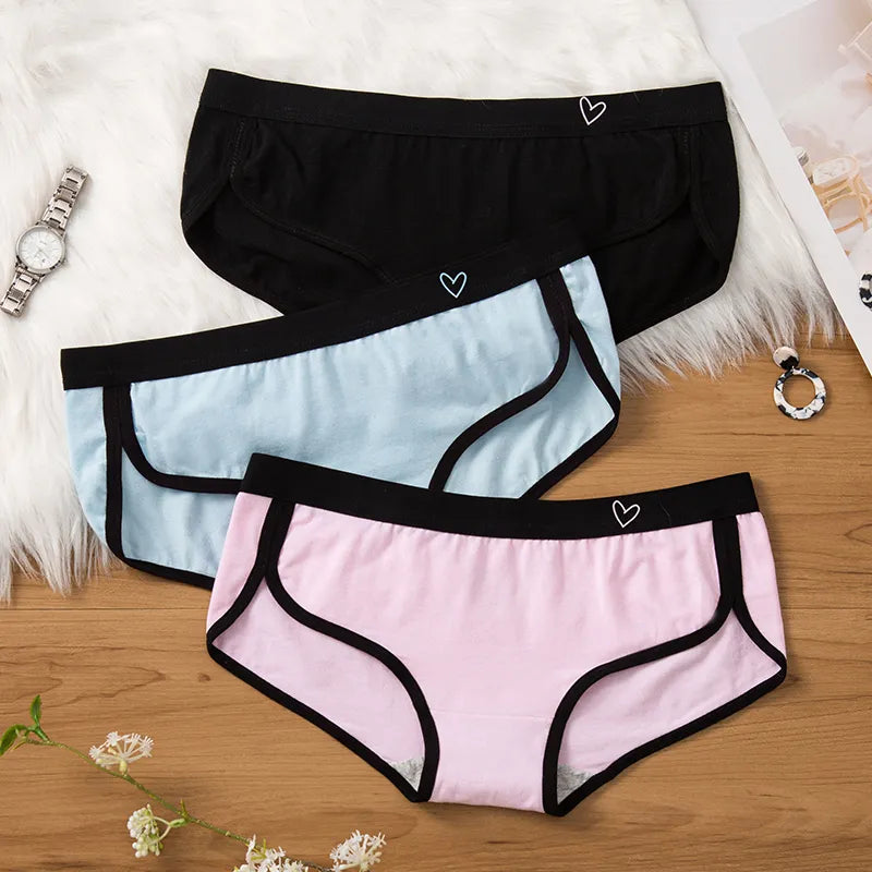 Conjunto deportivo BANNIROU de 3 piezas de algodón para mujer: ropa interior de tiro bajo, lisa, suave y transpirable.