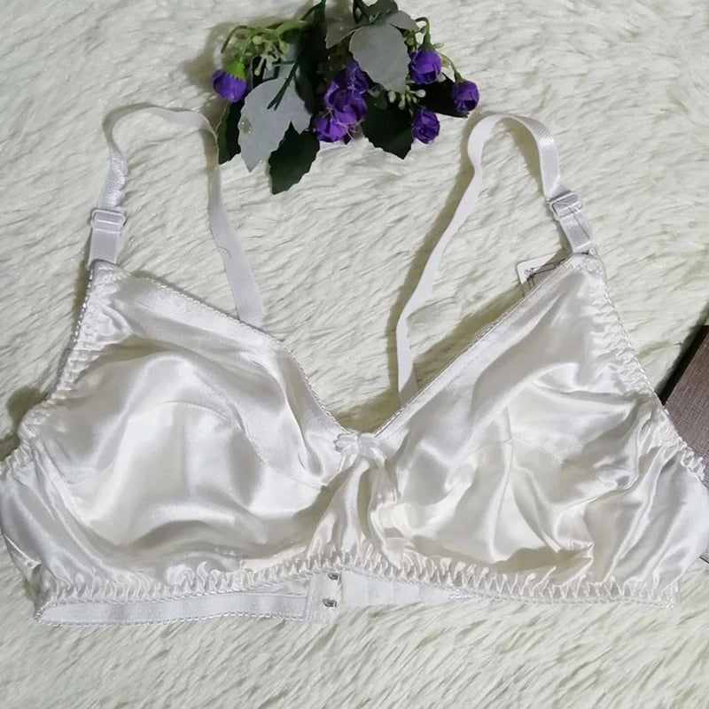 Sujetador push-up ultrafino, transpirable y cómodo de seda helada para mujer - Satén de color puro sin costuras
