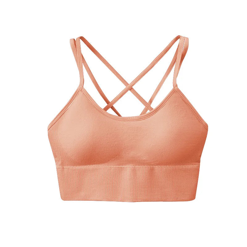 S-XL Women's Cross-Back Yoga Sports Bra - Breathable, Shock Proof for Fitness