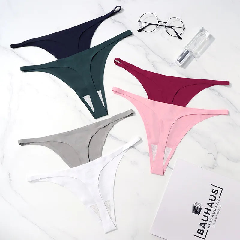 Bragas de seda de hielo sin costuras para mujer, tangas suaves y finas de satén, ropa interior femenina, bikini, tangas de hilo para mujer