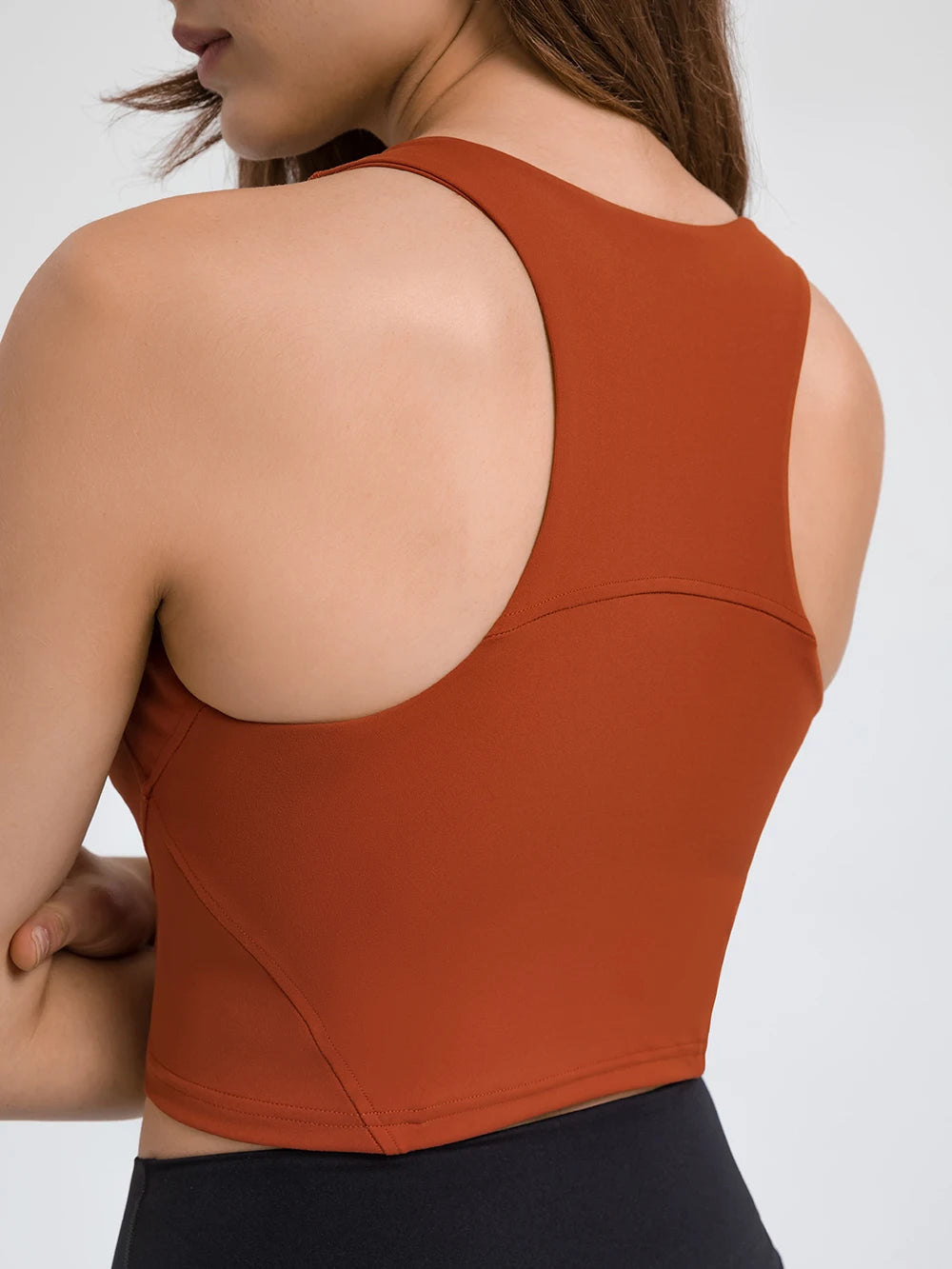 Nepoagym Damen FLAME Crop Tank Top – Sporttop mit hohem Halsausschnitt und integriertem BH für Laufen, Yoga und Fitness