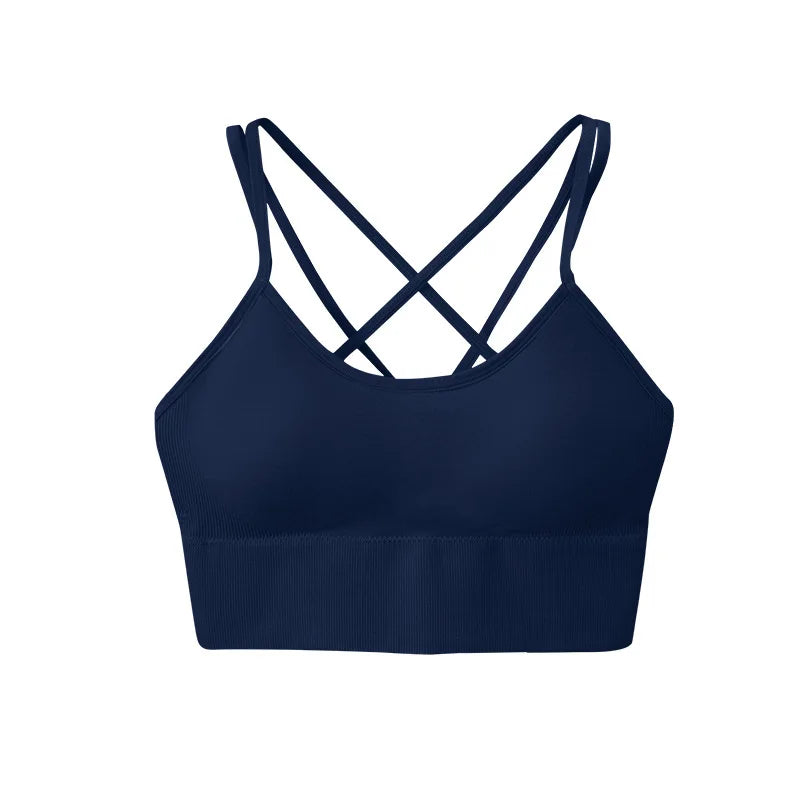 S-XL Women's Cross-Back Yoga Sports Bra - Breathable, Shock Proof for Fitness