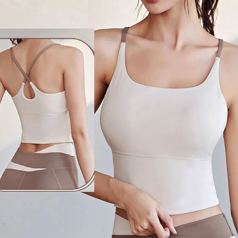 Aiithuug Yoga Crop Top Build In Cups Gym Crop Top Fitness Crisscross Backyoga Bras Fitness Crop Gym Tops Upgrade Soft Fabric