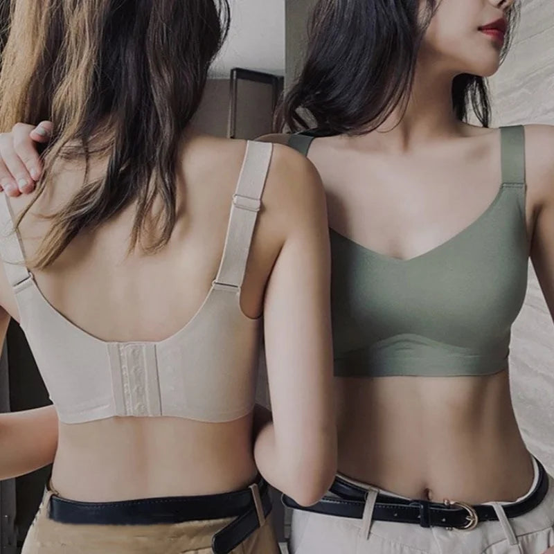 Sujetador sin costuras para mujer, lencería cómoda, tops deportivos acolchados, ropa interior sexy inalámbrica, sujetadores de soporte suave, tirantes anchos, ropa interior