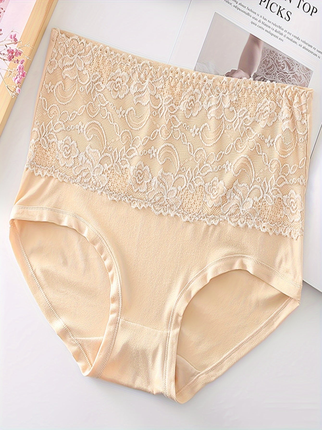 3er-Set Damen-Höschen in großer Größe, einfarbig, hohe Taille, Spitze, Bauchstraffung – ideale Geschenke