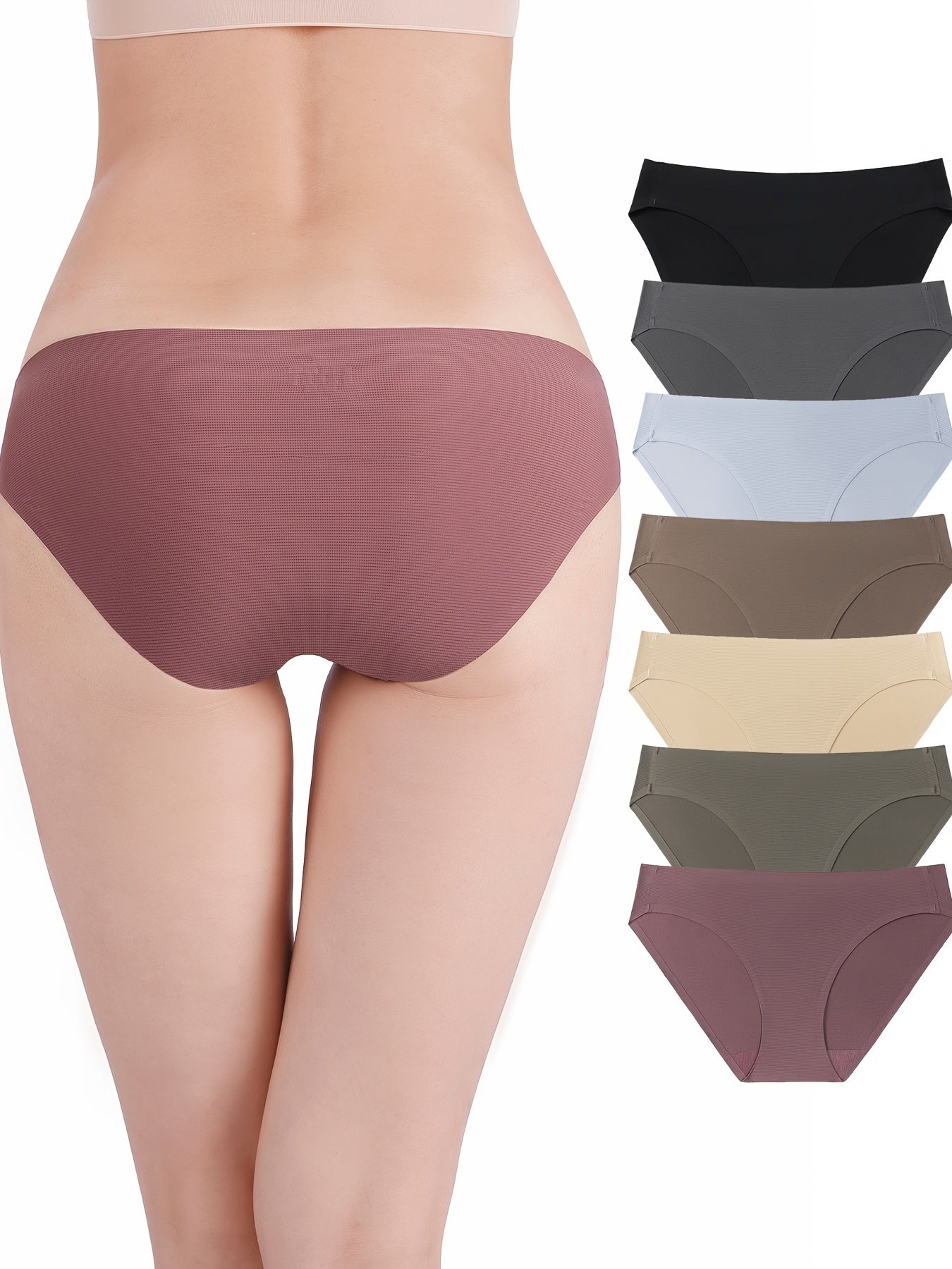 7 braguitas de bikini de colores variados para mujer: ropa interior elástica suave, transpirable y cómoda.