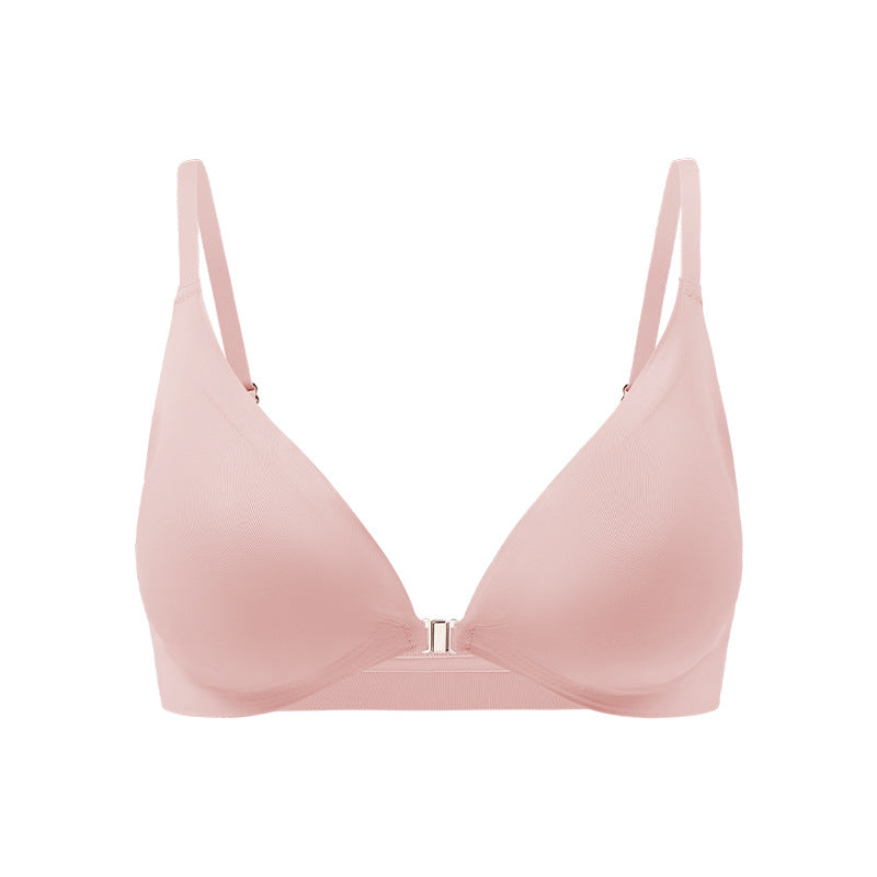 Women's Magnetic Front Closure Push-Up Bra: Seamless Deep V, Wireless, Lightweight