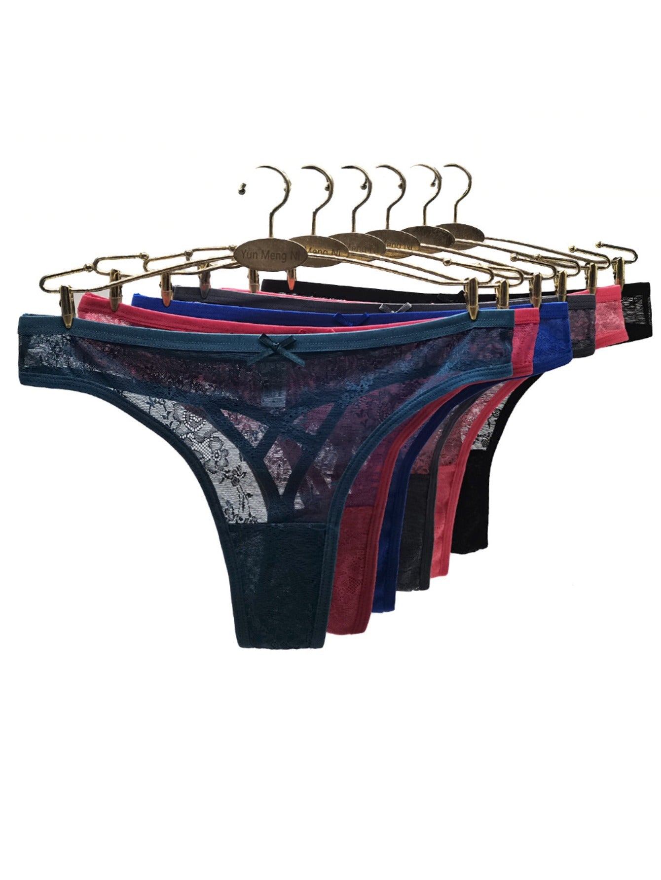 12pcs Women's Lace Thongs: Seamless, No-Show, Sheer Mesh, Multi-Color
