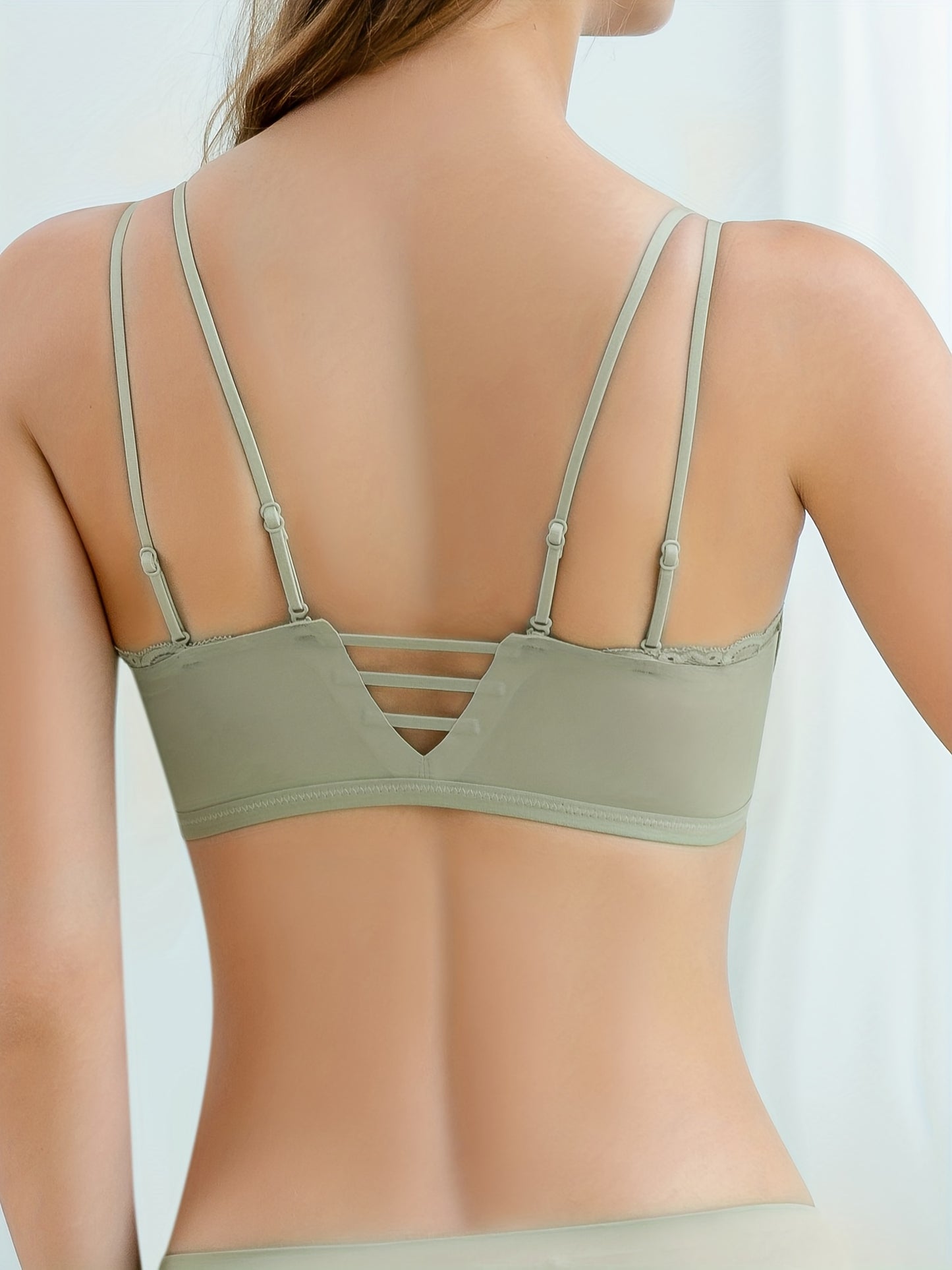 Sujetador sin costuras para mujer, cómodo, con hebilla frontal y tirantes finos dobles, sin aros de acero