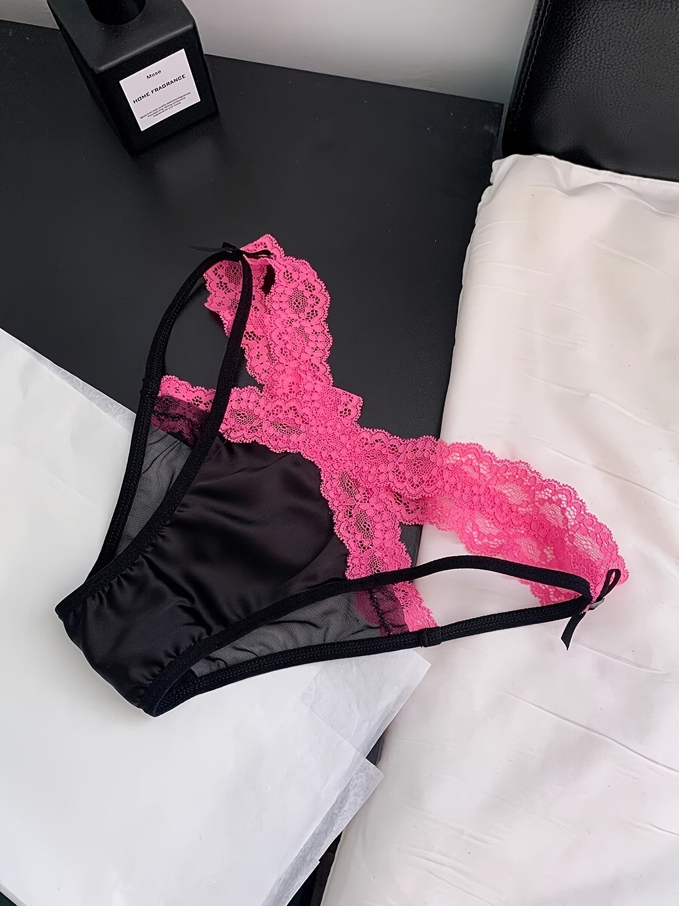 6-Pack Women's Drop Waist Lace Bow Thongs: Soft, Breathable, Hand Wash