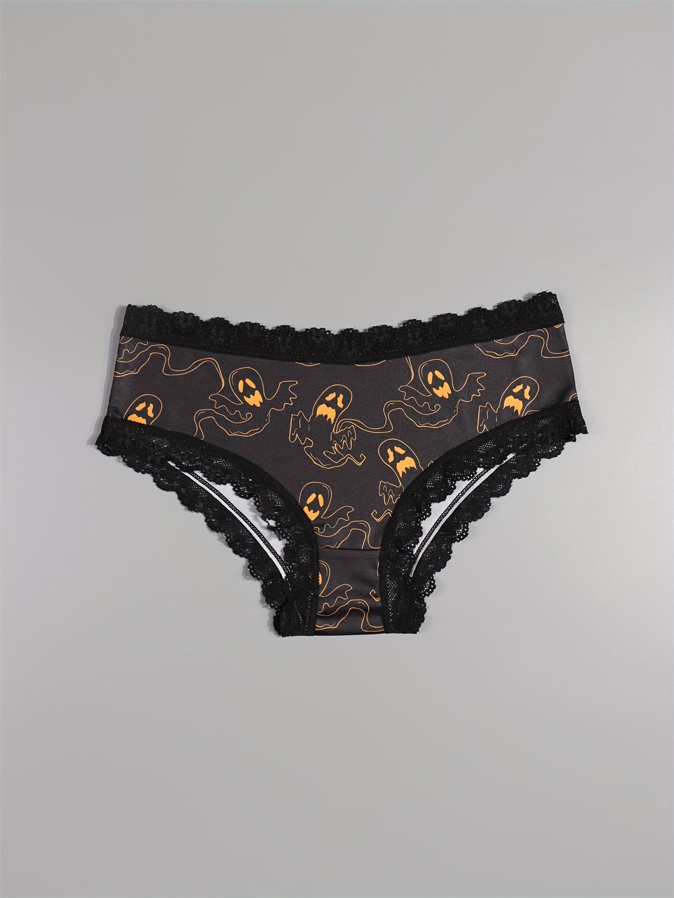 10pcs Women's Gothic Chic Low-Rise Bikini Panties - Sexy Lace Trim, Skull & Star Prints, Comfortable Hipster