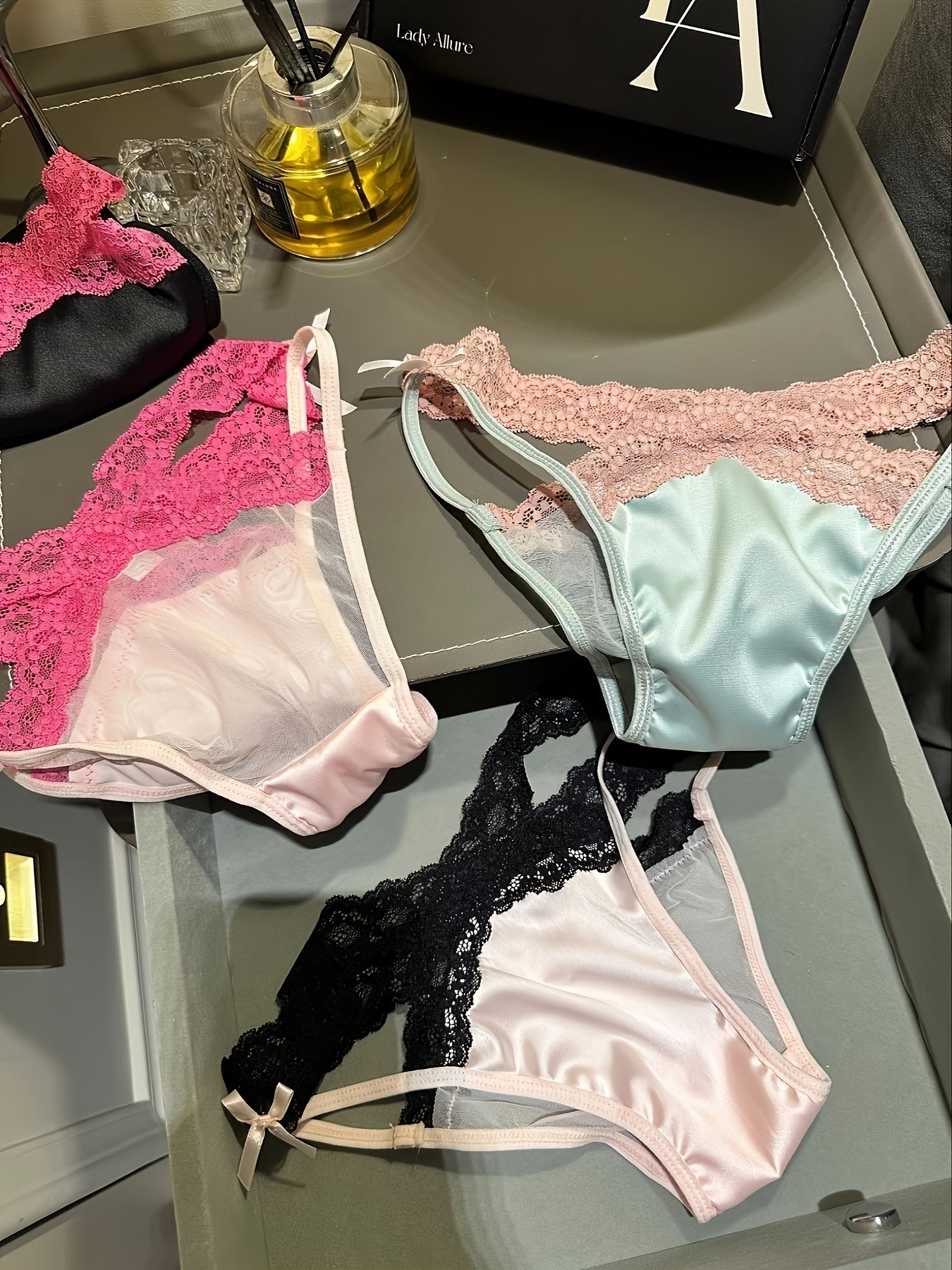 6-Pack Women's Drop Waist Lace Bow Thongs: Soft, Breathable, Hand Wash