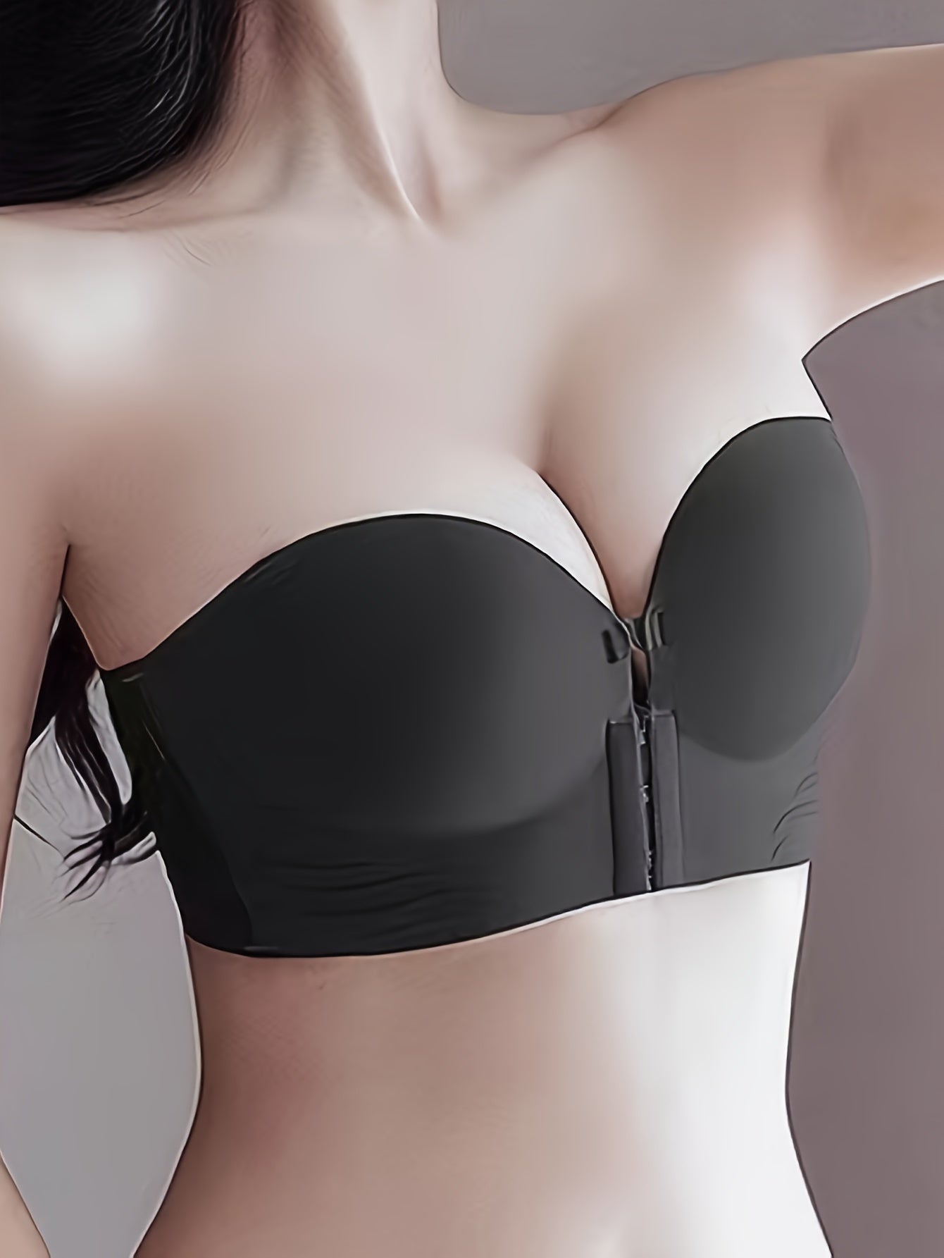 Strapless Push-Up Bra for Small Chest - Anti-Slip, Invisible Pad, Front Buckle, All-Day Comfort