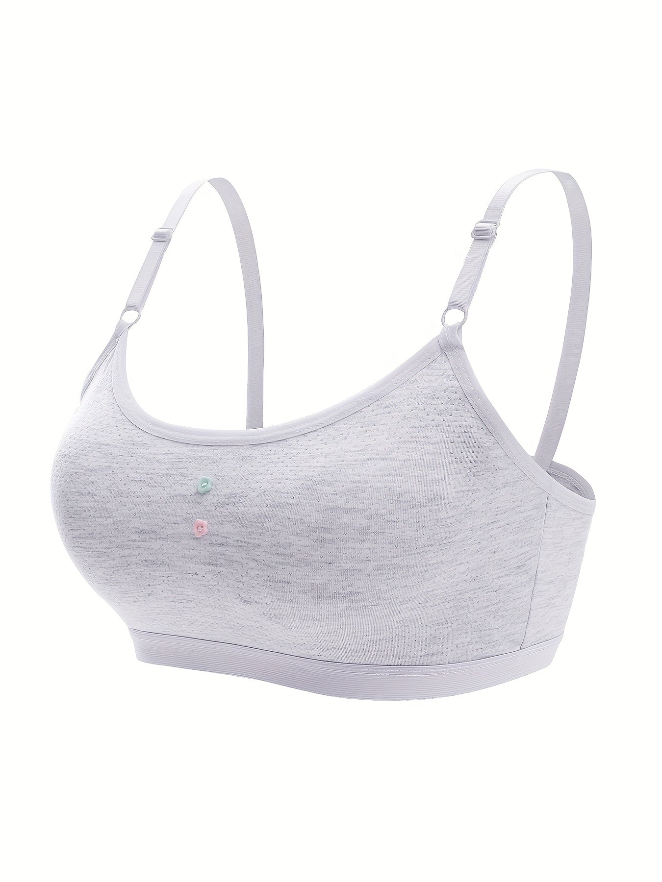 Flower Button Bralette for Girls 9-15 - Adjustable & Breathable