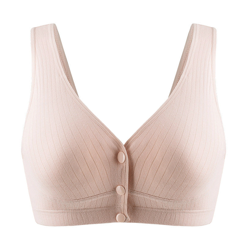 Cotton Maternity Nursing Bra: Lift Support Front Open Wireless Bralette