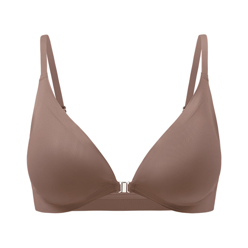 Women's Magnetic Front Closure Push-Up Bra: Seamless Deep V, Wireless, Lightweight