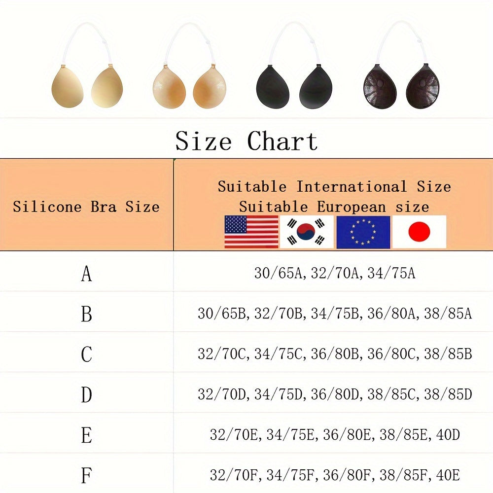 Sujetador de silicona IdeaCCSZ con realce: invisible, sin tirantes, transpirable, compatible con vestidos de novia, con soporte inalámbrico.