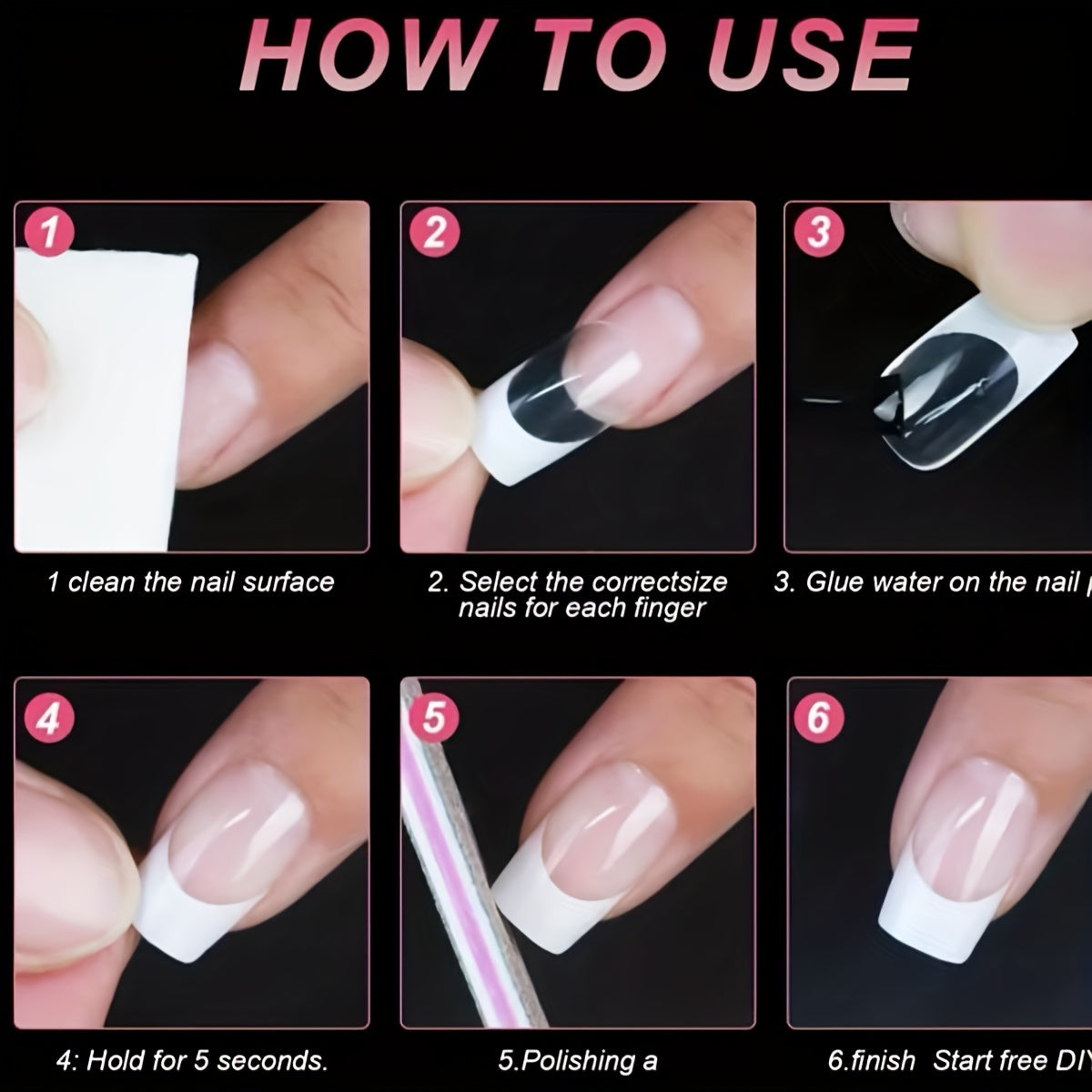 240pcs French Tip Square Fake Nails - Mixed Color Pink Gradient, Glossy Finish for DIY Manicure